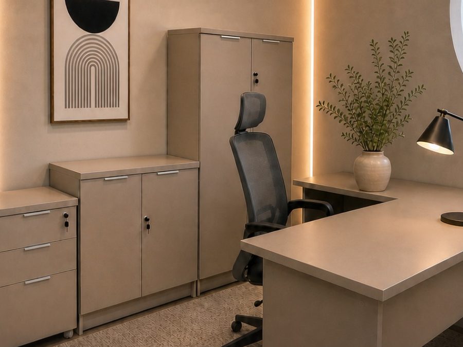 Kit de escritório corporativo Form Style no acabamento Areia